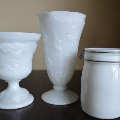 MILK GLASS LOT #1 THREE PCS.