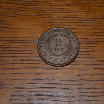 1865 II 2 CENT PC CIVIL WAR COIN
