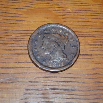 1851 LARGE CENT 1 PENNY