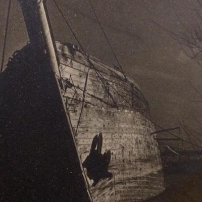 Framed B&W SHIP WRECK PRINT