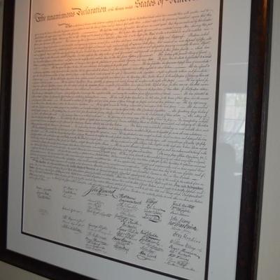 40"X30" FRAMED DECLARATION OF INDEPENDENCE W/ LIGHT