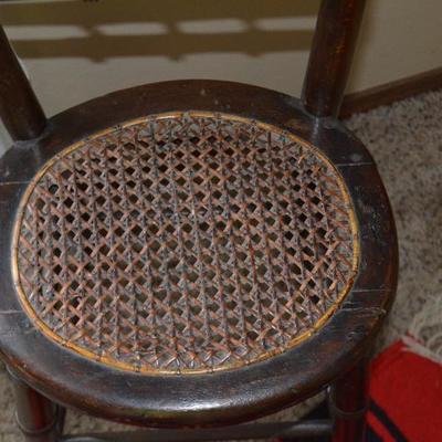 1800'S CANE BOTTOM CHILDS BOOSTER CHAIR