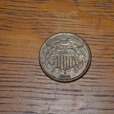 1865 II 2 CENT PC CIVIL WAR COIN