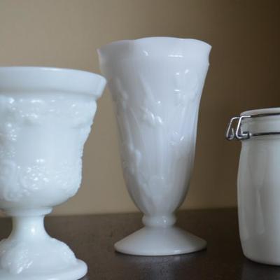 MILK GLASS LOT #1 THREE PCS.