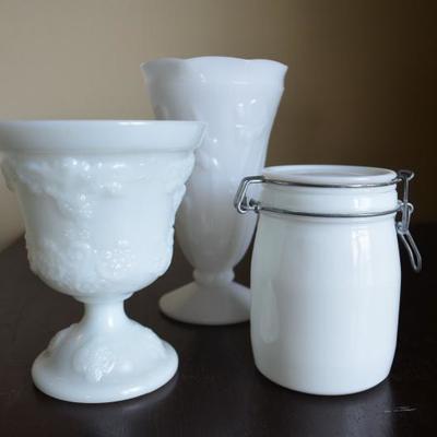 MILK GLASS LOT #1 THREE PCS.