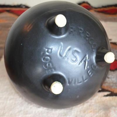 BLACK ROSEVILLE FOOTED POT 6 1/2" TALL