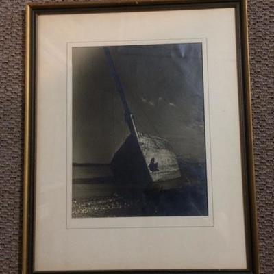 Framed B&W SHIP WRECK PRINT
