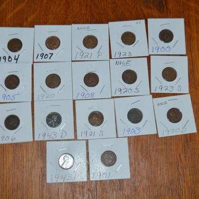 17 INDIAN HEAD AND WHEAT PENNY LOT