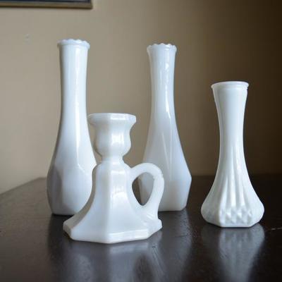 MILK GLASS LOT #2 FOUR PCS