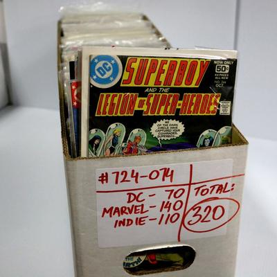 320 Comic Books Lot - DC 70, Marvel 140, Indie 110 - 1 Long Box #724-74