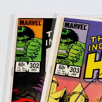 The Incredible HULK #306 #308 Marvel Coimcs c. 1984 Lot #724-35