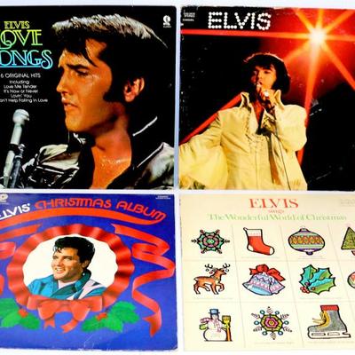 ELVIS PRESLEY 4 Vintage LP Vinyl Records Set - Lot #724-65