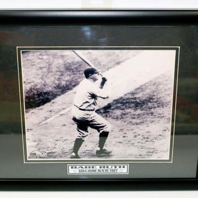 BABE RUTH 60th Home Run in 1927 Vintage Photo Framed - Lot #724-25