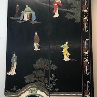 Vintage Chinese Mother Pearl 4 Wall Panel 72 x 16