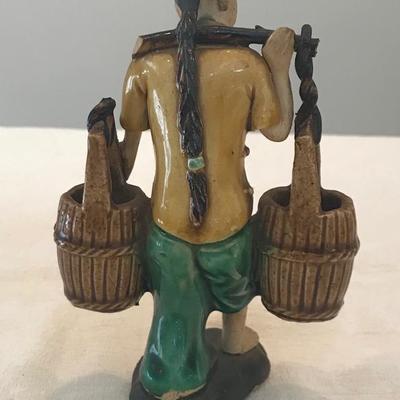 Chinese Man Water Carrier Figurine