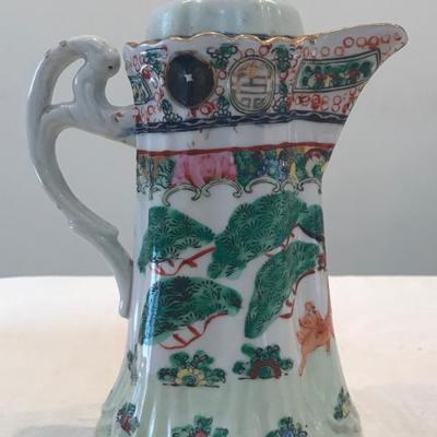 Japanese Green Floral Tea Pot with cover