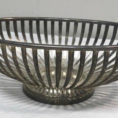 Vintage Silver Plate Basket style Bread Bowl - MARKED