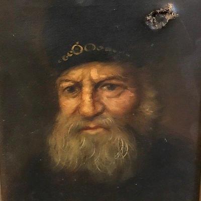 Signed Framed Rabbi Portrait Painting