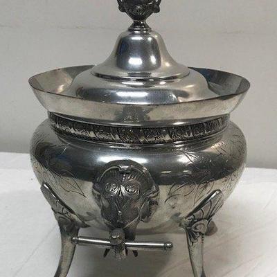 Silver plate Soup Bowl and cover w/ Handles- Marked
