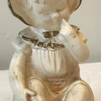 White Gilt Decor Sitting Baby Figurine