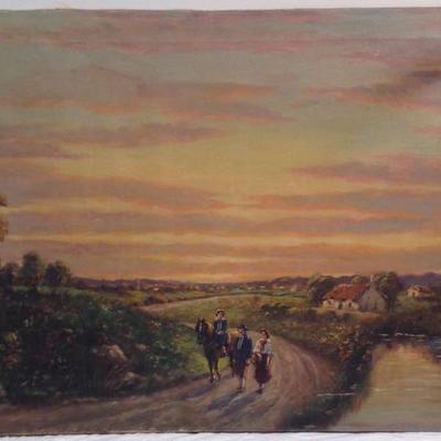 LISTED ARTIST Signed George Fields Painting 24 x 36