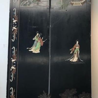 Vintage Chinese Mother Pearl 4 Wall Panel 72 x 16