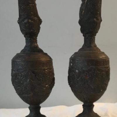 Vintage Bronze Pair Greco Style Water Vases
