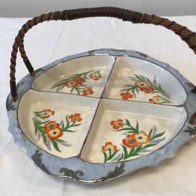 Japanese Floral 4 Part Relish Tray with Handle