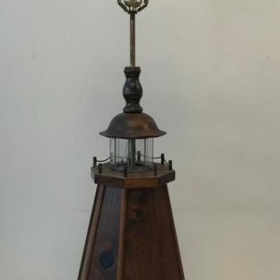 Vintage Lighthouse Lamp on a Steering Wheel Base