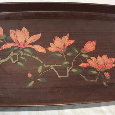 Vintage Toyo Japanese Floral Lacquered Serving Tray