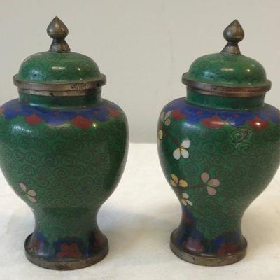 Gorgeous Cloisonne Urn / Jar with lid 5.5 H