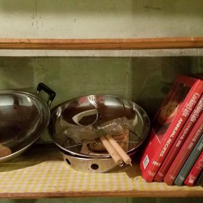 Cooking Wok with Cookbooks