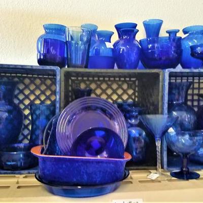 Lot 12: Cobalt Blue Glasses/Dishes