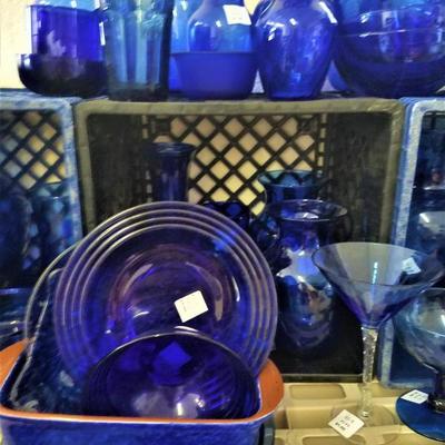 Lot 12: Cobalt Blue Glasses/Dishes