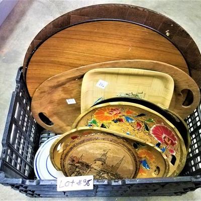 Lot 38: Box of Wooden Trays, etc.