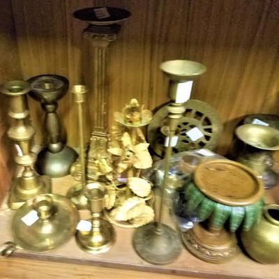 Lot 34: Brass Candlesticks, Candle Holders, etc.