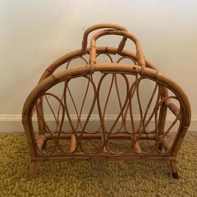 Lot 47 - Bamboo Rolling Cart and Magazine Rack