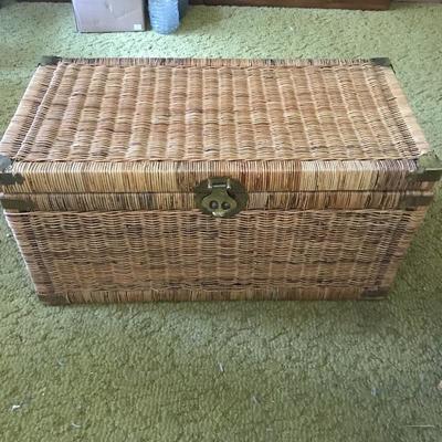Lot 64 - Wicker Chest and Small Table 
