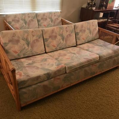 Lot 41 - Bamboo Sleeper Sofa & Loveseat