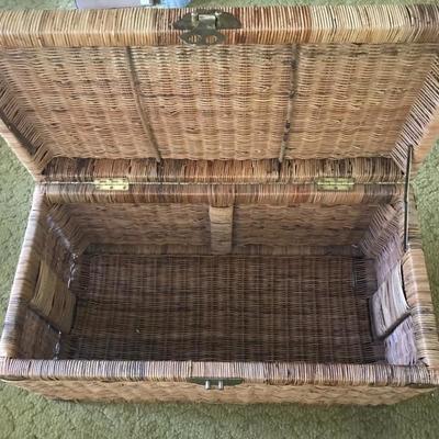 Lot 64 - Wicker Chest and Small Table 