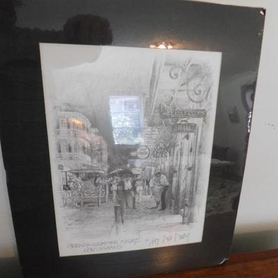 Pencil or Charcol Print of French Quarter, New Orleans