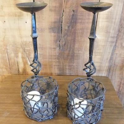 Set of Metal Candle Sticks and Detachable Cups