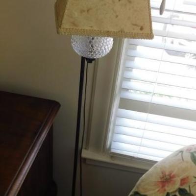 Adjustable Height Metal Post Floor Lamp with Glass Hobnail Globe