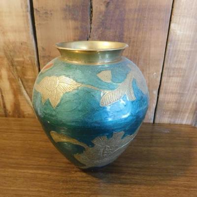 Oriental Potbelly Metal Carved Jar