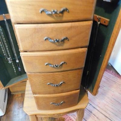 5 Drawer Jewerly Tower,  Side Compartments, and Vanity Mirror (No Contents)