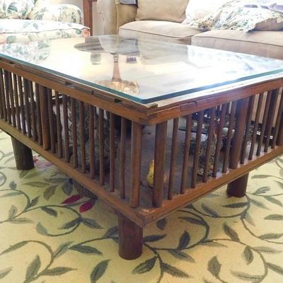 Antique Repurposed Chicken Coop Table with Glass Top 35