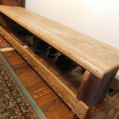 Handcrafted Pine Wood Low Bench 65