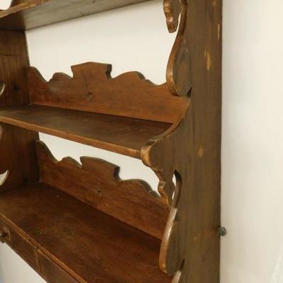 Solid Wood Three Tier Wall Shelf with Drawers 29