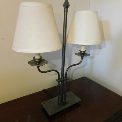Double Light Lamp with Metal Frame and Base