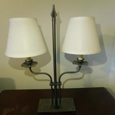 Double Light Lamp with Metal Frame and Base